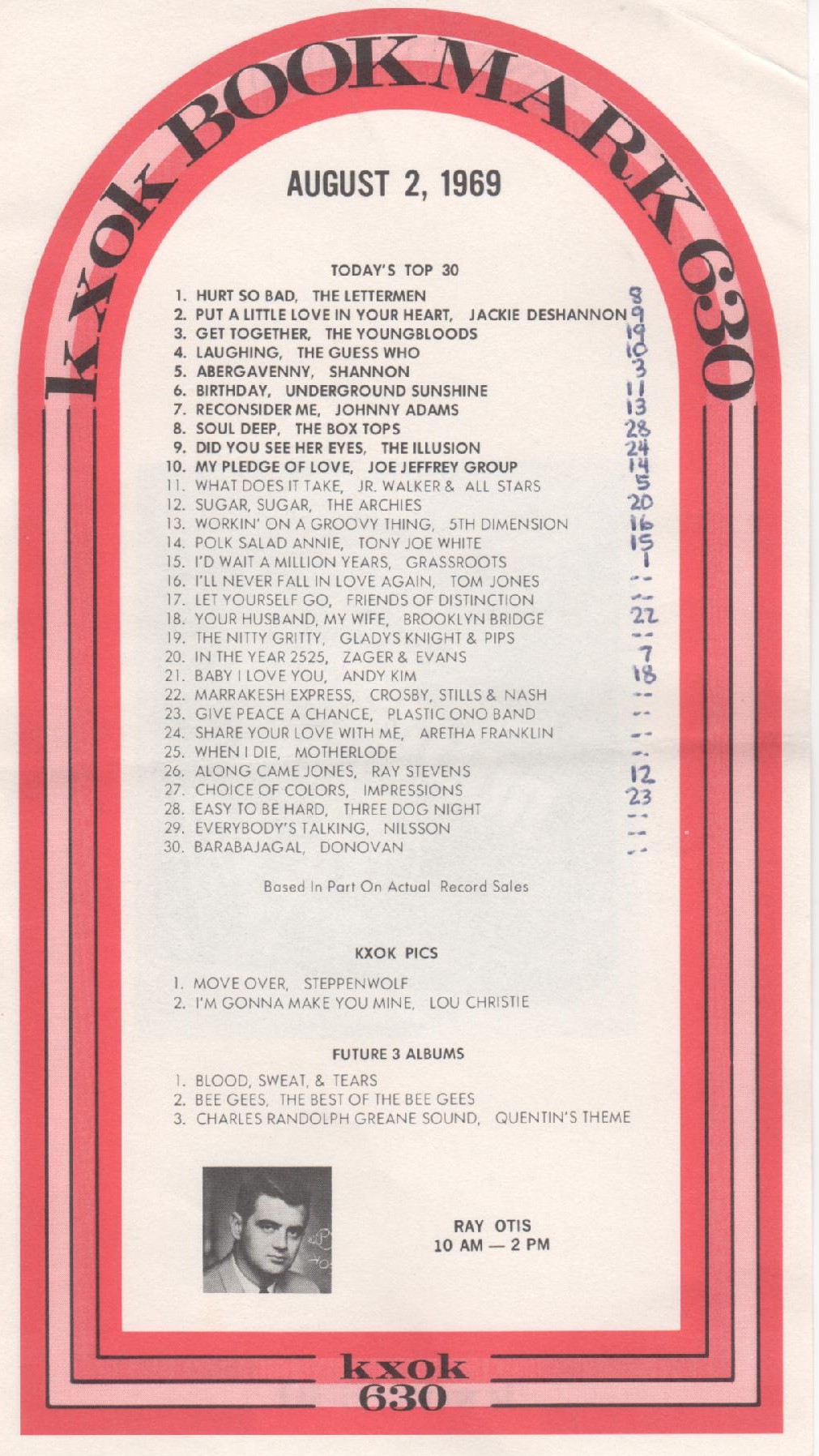 KXOK 630 St Louis Survey 1969 08 02