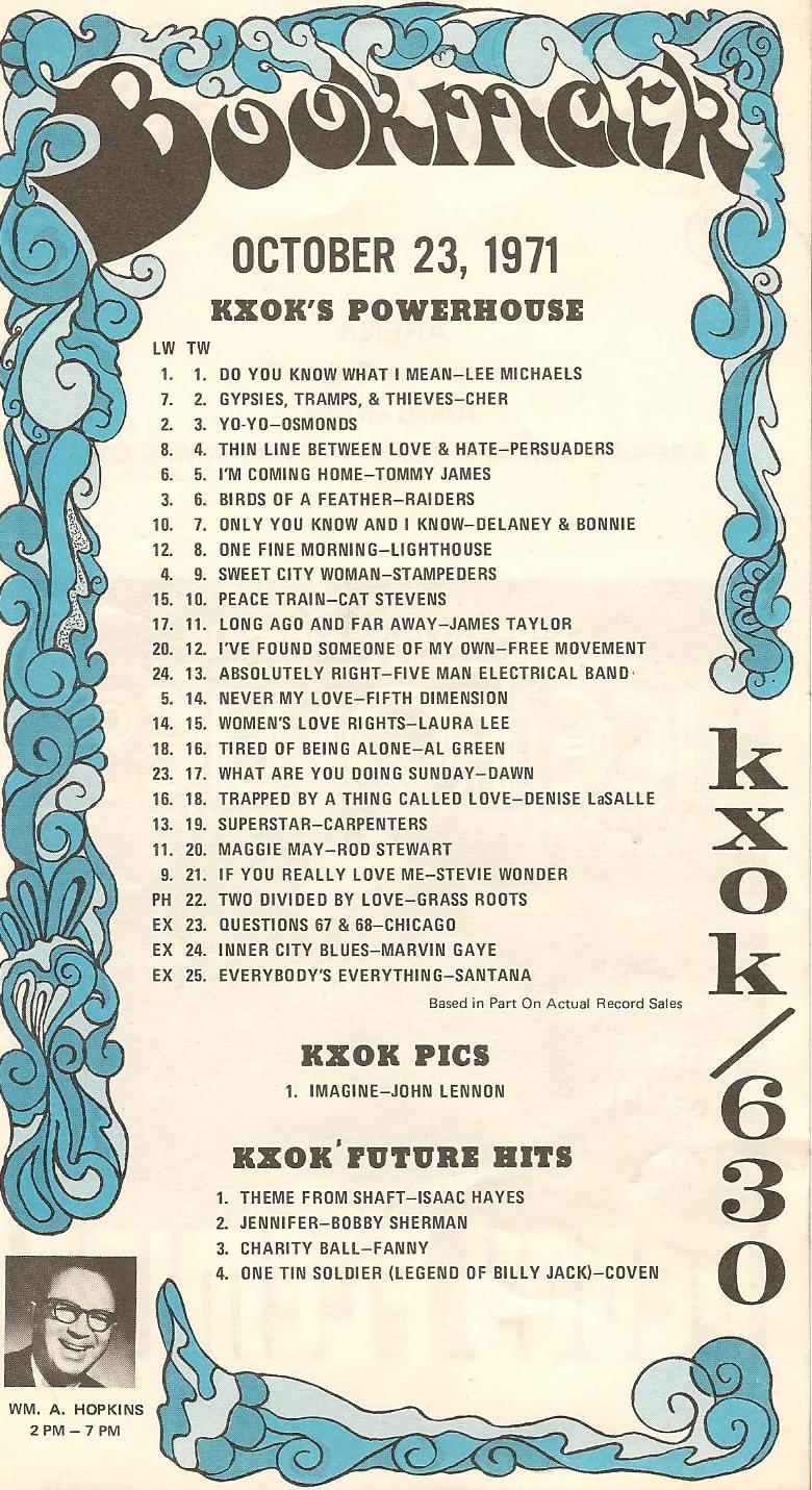 KXOK 630 St Louis Survey 1971 10 23