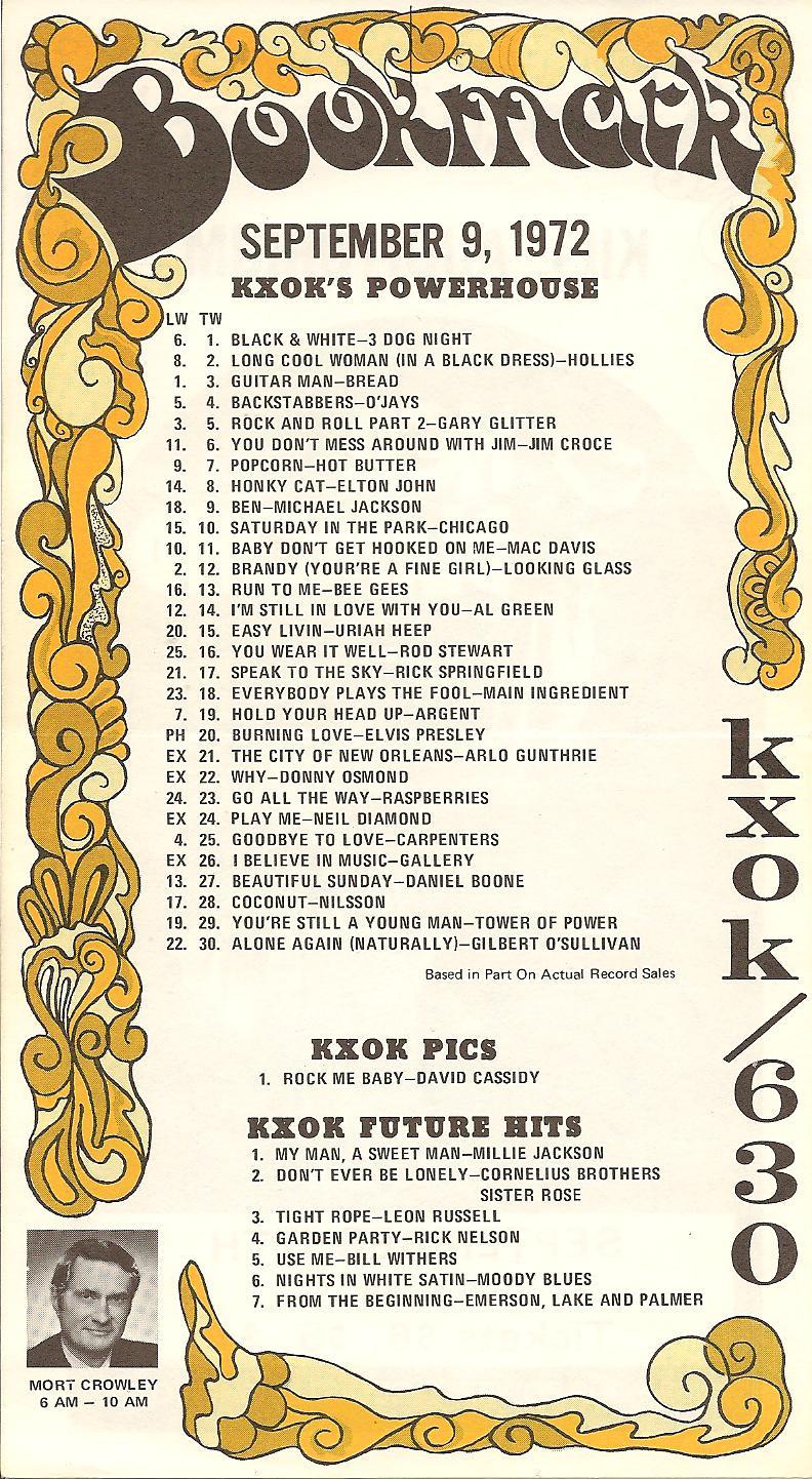 KXOK 630 St Louis Survey 1972 09 09